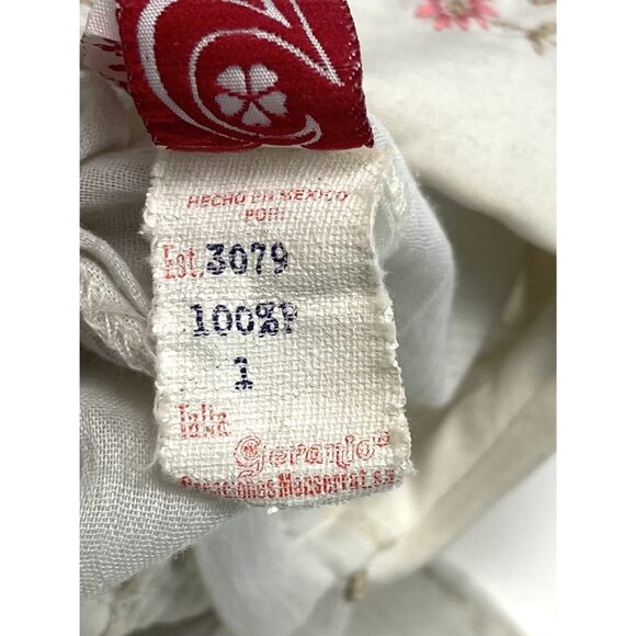 VTG 1950s GERANIO 24mos? Ivory Linen Embroidered SUNDRESS Cottagecore *Needs TLC - Picture 13 of 13